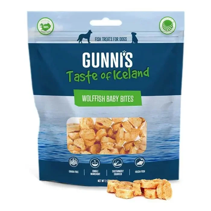 Gunni’s Taste of Iceland Omega Rich Wolffish Baby Bites Dog Treats