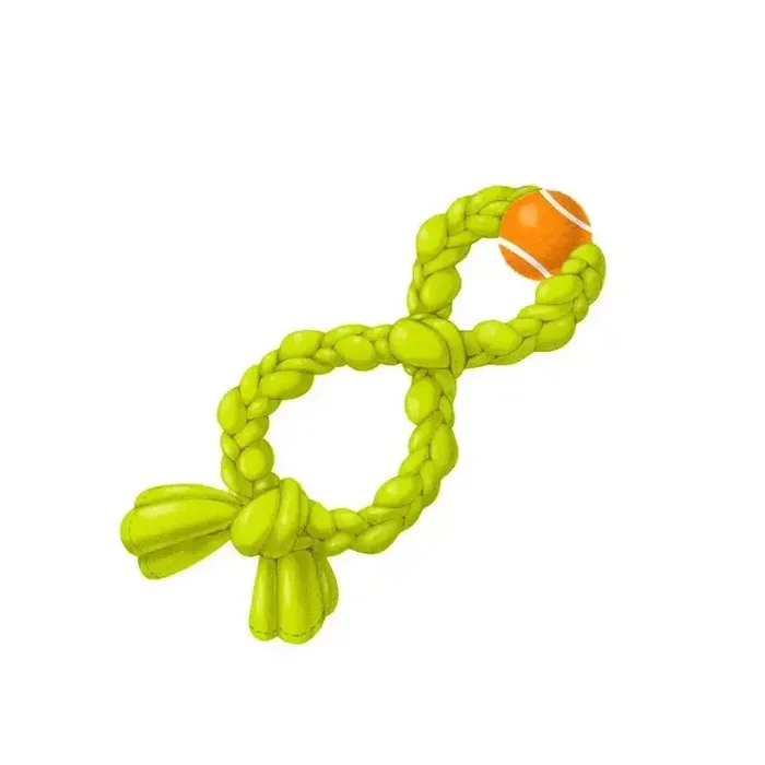 GURU Figure-8 Squeaking Tennis Snuffle Rope Dog Toy