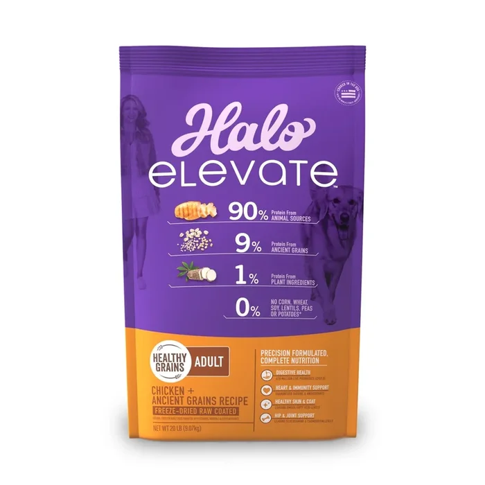Halo Pets Elevate Healthy Grains Chicken Recipe Dry Dog Food – 20 Lbs