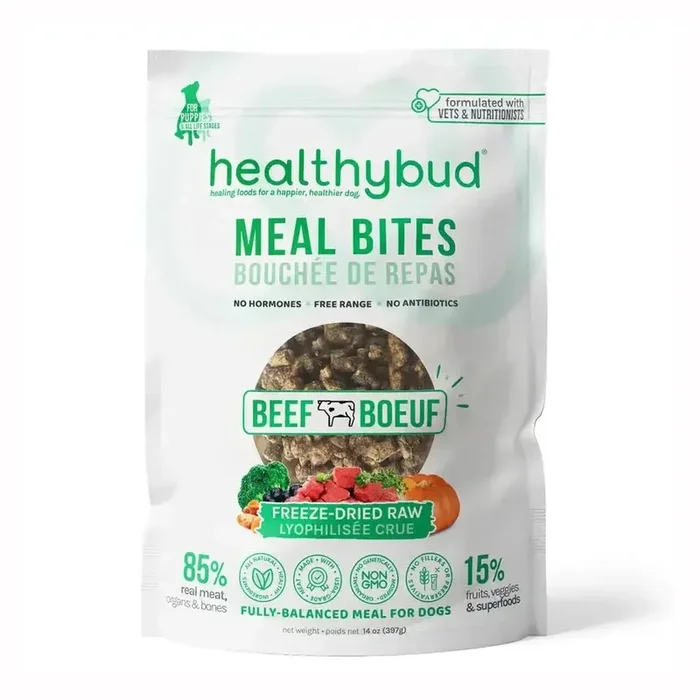 Healthybud Beef Meal Bites Freeze-Dried Dog Food 14Oz