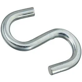 Heavy Open S-Hook, Zinc, 4-In.