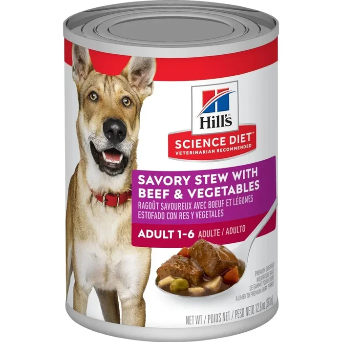 Hill’s® Science Diet® Adult Savory Stew with Beef & Vegetables, Wet Dog Food, 12.8-oz Case of 12