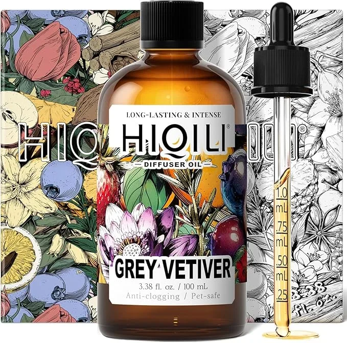 HIQILI Diffuser Oil for Humidifier & Reed Diffusers, Suitable for Home and Other Scenarios, Long Lasting Scent – Grey Vetiver, 3.38 Fl Oz