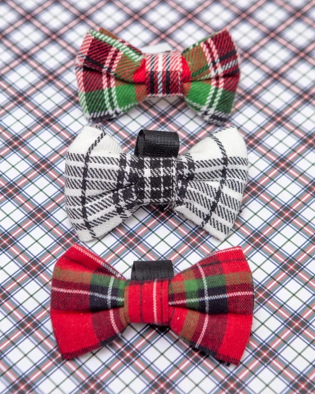Holiday Plaid Dog Bow Tie