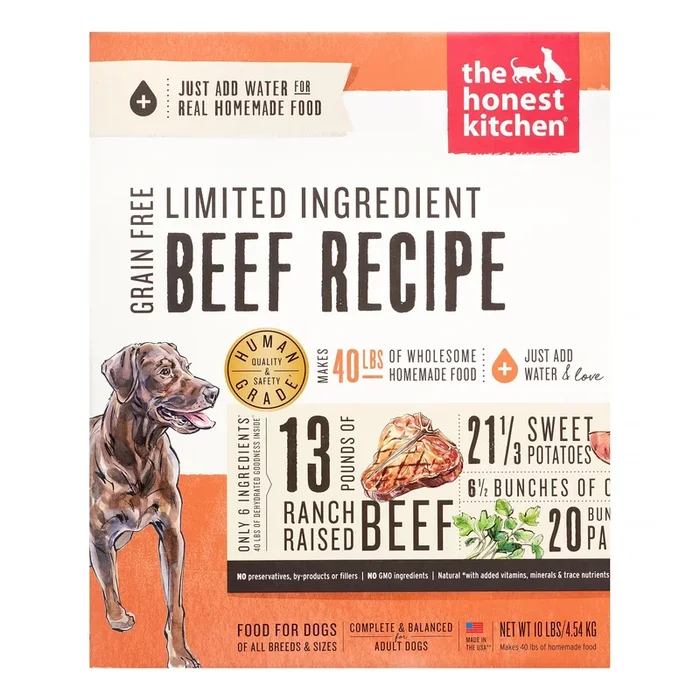 Honest Kitchen Limited Ingredient Diet Grain-Free Beef Dehydrated Dog Food – 10 lb Box