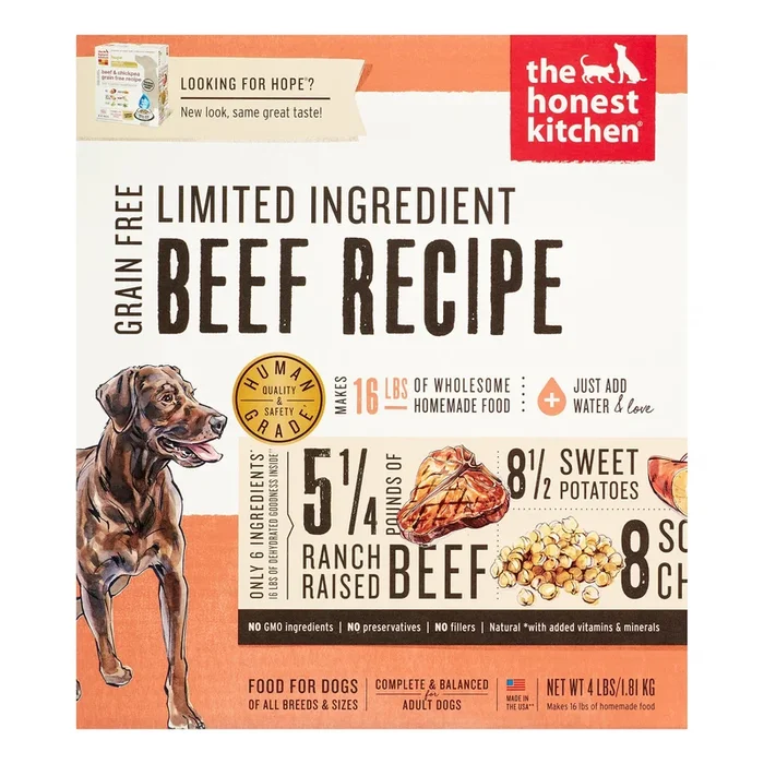 Honest Kitchen Limited Ingredient Diet Grain-Free Beef Dehydrated Dog Food – 4 lb Box