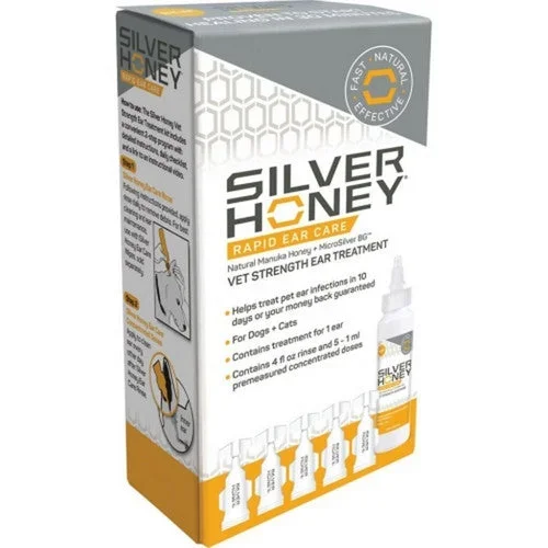 Honest To Goodness, Silver Honey Rapid Ear Care Vet Ear Treatment Kit, 4 Oz / 10 Day Treatment