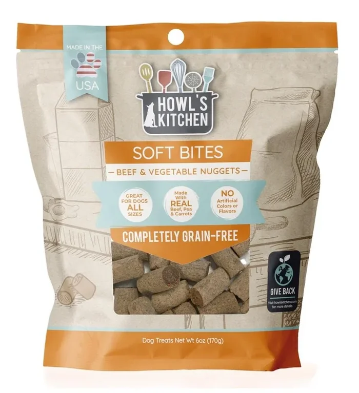 Howl’s Kitchen Soft Bites Beef and Vegetables Nuggets Soft and Chewy Dog Treats – 6 Oz