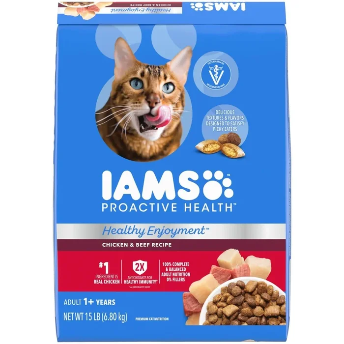 IAMS Healthy Enjoyment Chicken and Beef Dry Cat Food – 15 Lbs
