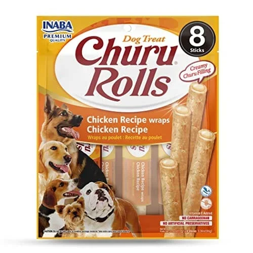 Inaba Churu Rolls Soft and Chewy Dog Treats – Chicken – .42 Oz – 8 Pack – 6 Pack