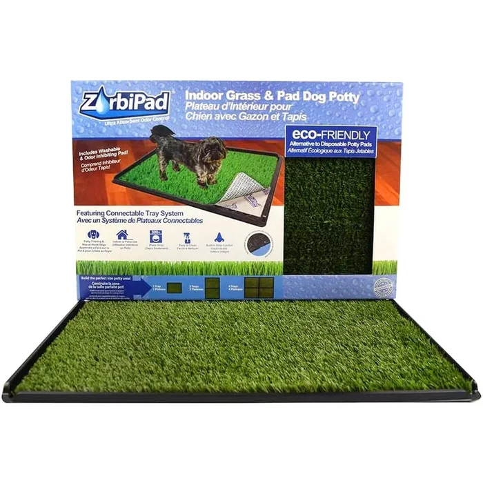 Indoor Dog Potty System, 16″ x 24″ (Tray, Pad, Grass)