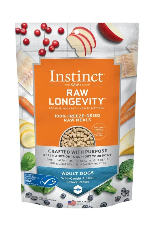 Instinct Longevity Pollock 100% Freeze-Dried Adult Dog Food – 9.5 Oz