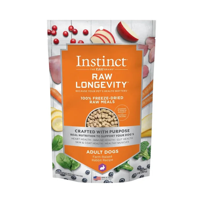 Instint Longevity 100% Rabbit Freeze-Dried Dog Food – 9.5 Oz