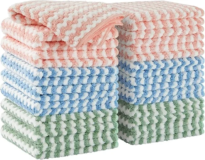 JOYMOOP 18 Pack Microfiber Cleaning Cloth, Kitchen Towels for Dish Drying Washing, Absorbent Streak Free Lint Free Rags for Cleaning, Reusable and Washable Towels – 10″ x 10″