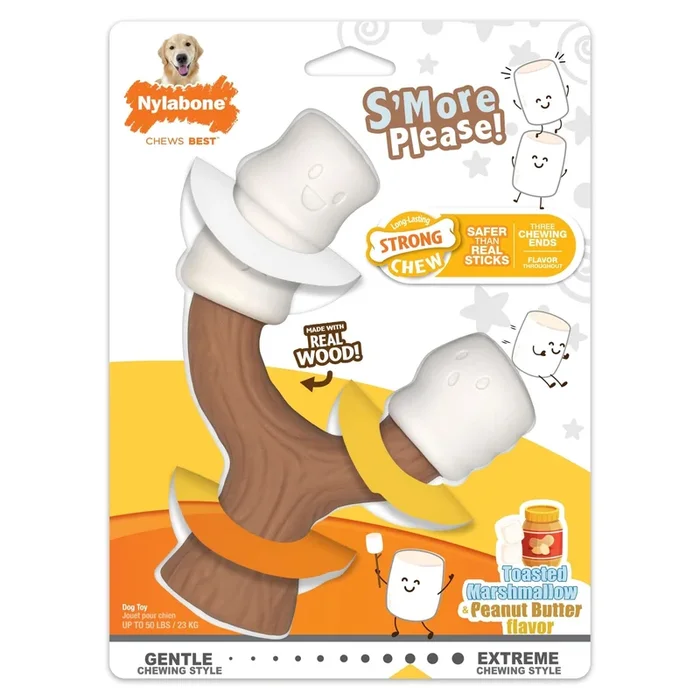 Juguete para perros Strong Chew Marshmallow Stick, malvavisco y mantequilla de maní, grande/gigante, hasta 50 lb.