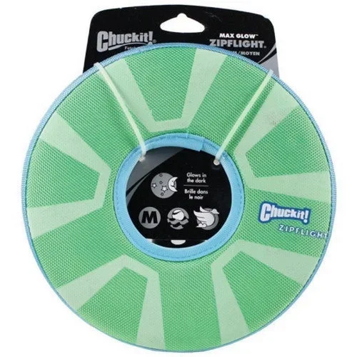 JW, Chuckit! Max Glow Zipflight, Medium,Green/White