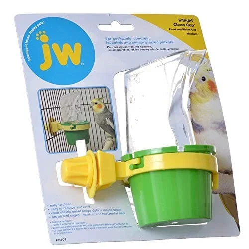 JW Pet Clean Cup Feed And Water Cup Bird Dish – Medium
