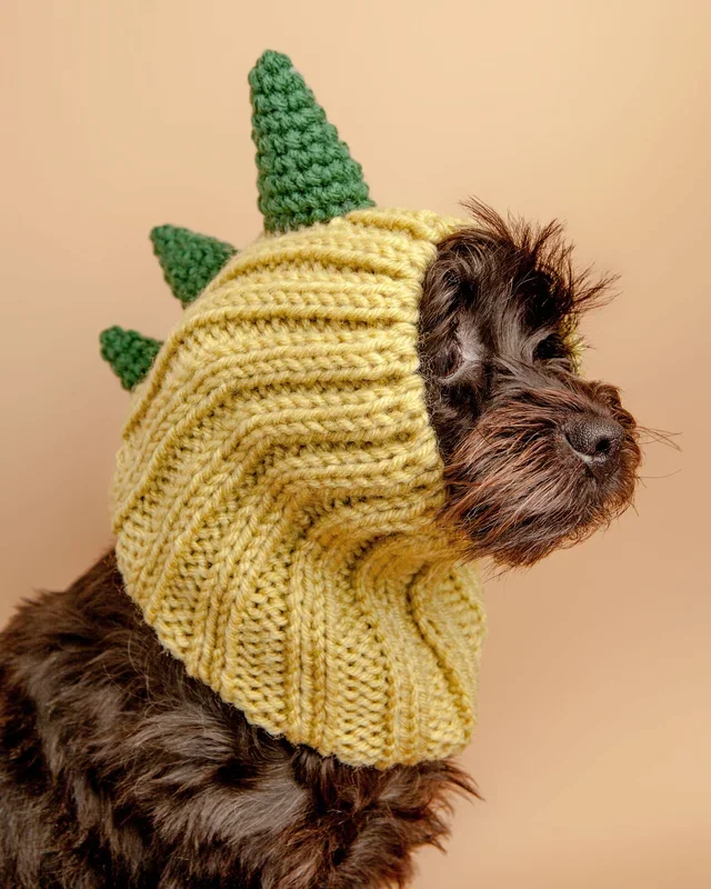 Knit Dinosaur Dog Snood (FINAL SALE)