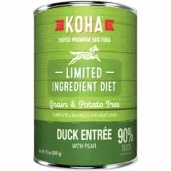 Koha Grain-Free Limited Ingredient Diet 90% Duck Canned Dog Food – 13 Oz – Case of 12