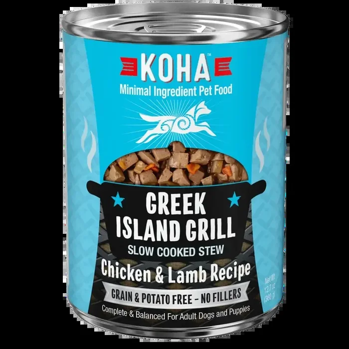 KOHA Greek Island Grill Slow Cooked Stew Chicken and Lamb for Dogs 12.7oz Case of 12