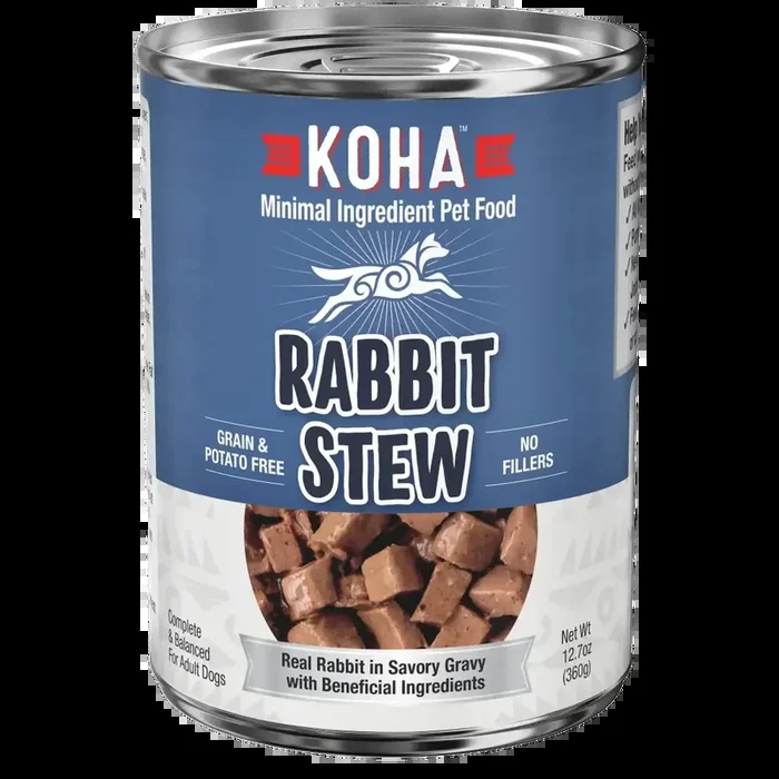 KOHA Minimal Ingredient Rabbit Stew for Dogs 12.7oz cans case of 12