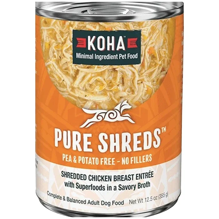 Koha Pure Shreds Wet Dog Food – Shredded Chicken – 12.5oz Can