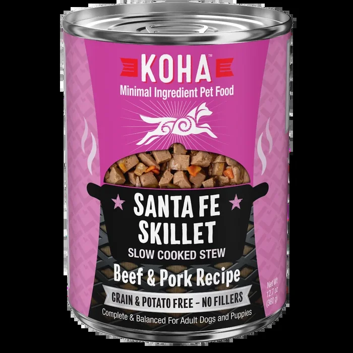 KOHA Santa Fe Skillet Slow Cooked Stew Beef & Pork Recipe Canned Dog Food