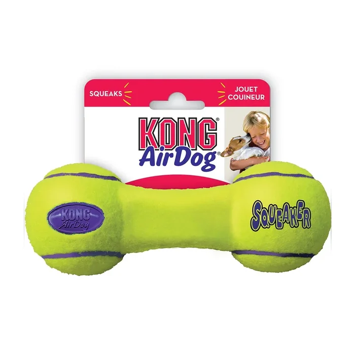 Kong AirDog Squeaker Dumbell Tennis Felt Fetch Dog Toy – Large