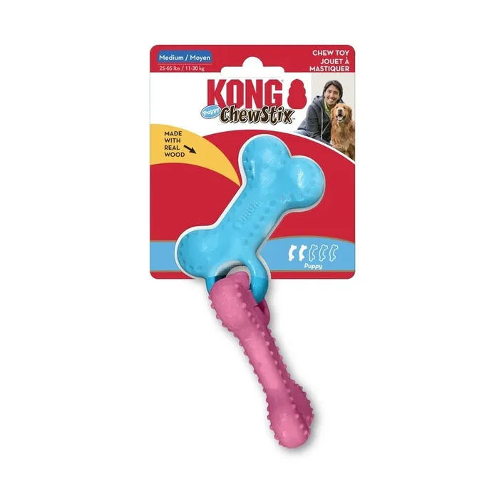 Kong ChewStix Linked Bones Coconut Scented Real Wood Puppy Dog Toy – Large