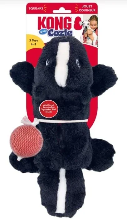Kong Cozie Pocketz Skunk Internal Pouch Squeak and Plush Dog Toy – Small