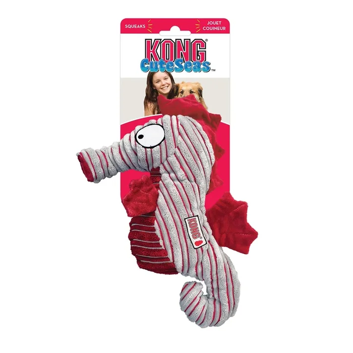 Kong Cuteseas Seahorse Corduroy Crinkle and Squeaking Plush Dog Toy