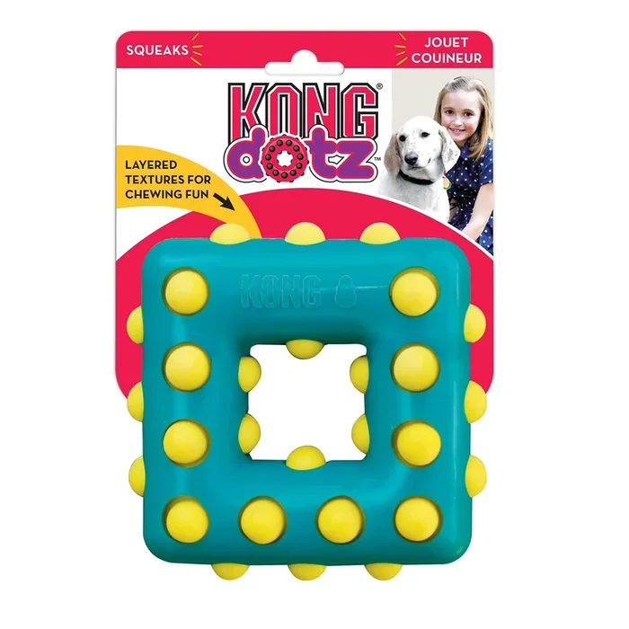 Kong Dotz Textured Gum Massaging Square Dog Toy – Small