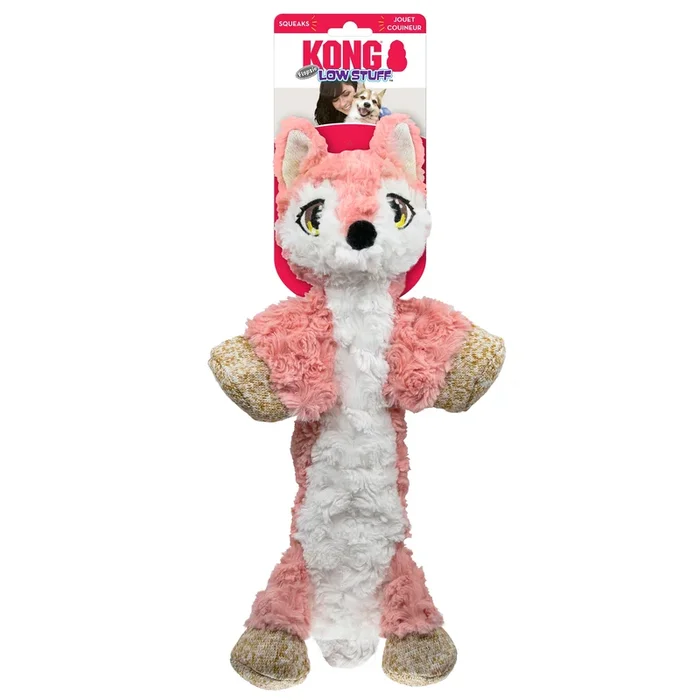 Kong Flopzie Fox Low-Stuffing and Squeaking Plush Dog Toy – Medium