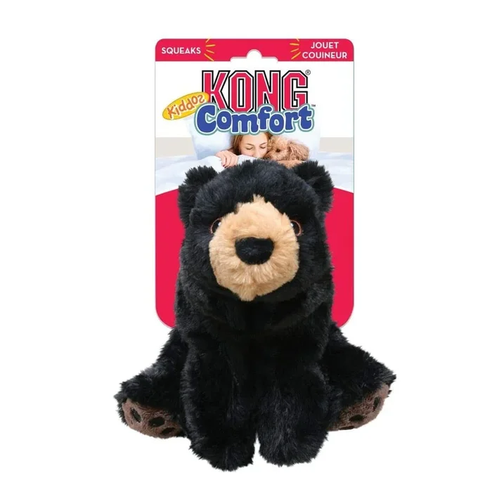 Kong Kiddos Bear Black Dog Toy with Removable Squeaker – Small