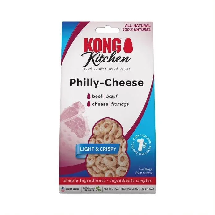 Kong Kitchen Light & Crispy Dog Biscuits Treats – Philly Cheese – 4 Oz