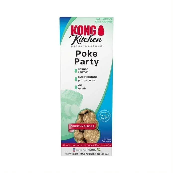 Kong Kitchen Poke Party Salmon and Sweet Potato Crunchy Dog Treats – 8 Oz