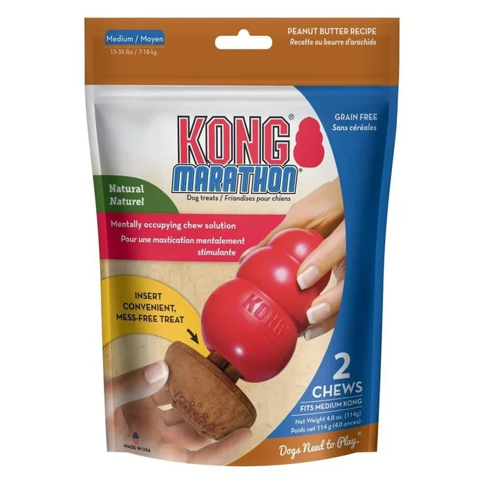 Kong Marathon Chew Dog Toy Stuffing Chewy Dog Treats – Peanut Butter – Medium – 2 Pack