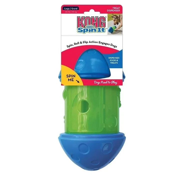 Kong Spin It and Roll Treat Dispensing Dog Toy – Green – Large