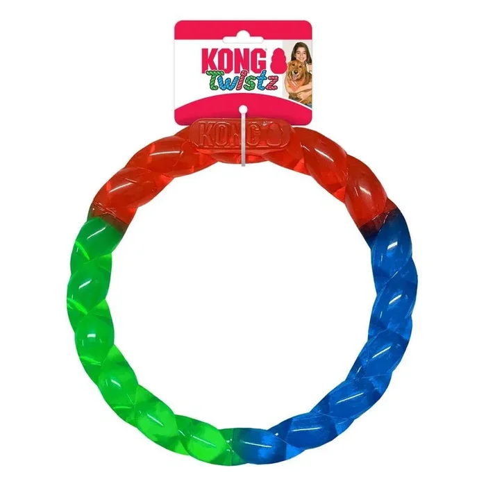 Kong Twistz Ring Multi-Color and Textured Rubber and Floating Fetch Dog Toy – Small