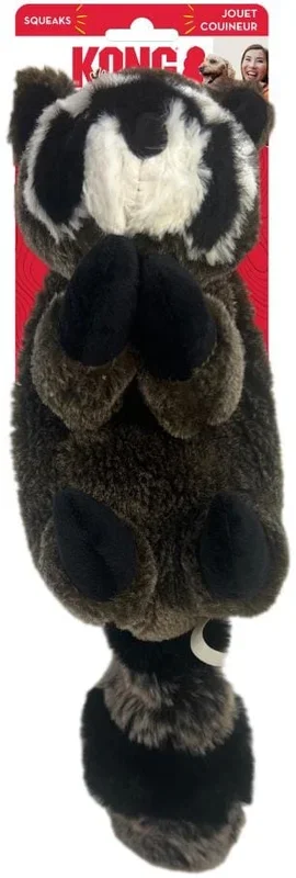 Kong Wild Raccoon Low-Stuffing Squeak and Soft Plush Dog Toy – Medium
