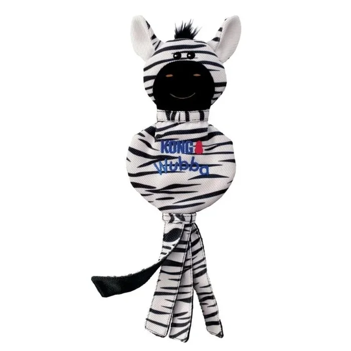 Kong Wubba Zebra No Stuffing Squeak and Fetch Nylon Dog Toy – Large