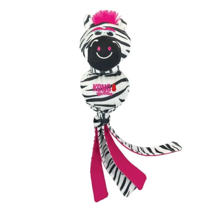 Kong Wubba Zoo Zebra Striped Squeak and Fetch Nylon Dog Toy – Large