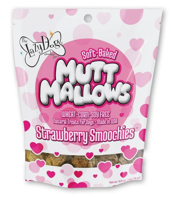 Lazy Dog Mutt Mallow Strawberry Smoochies Soft Baked Dog Treats – 5 Oz