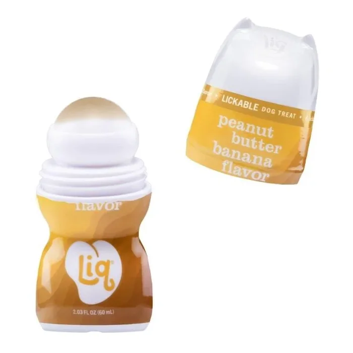 LIQ USA Peanut Butter and Banana Lickable Roller Dog Treat – 2.03 Oz – Case of 6