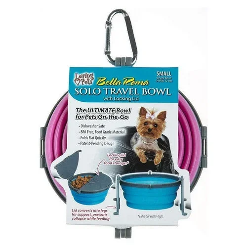 Loving Pets, Bella Roma Pink Travel Bowl, 1 count – Small