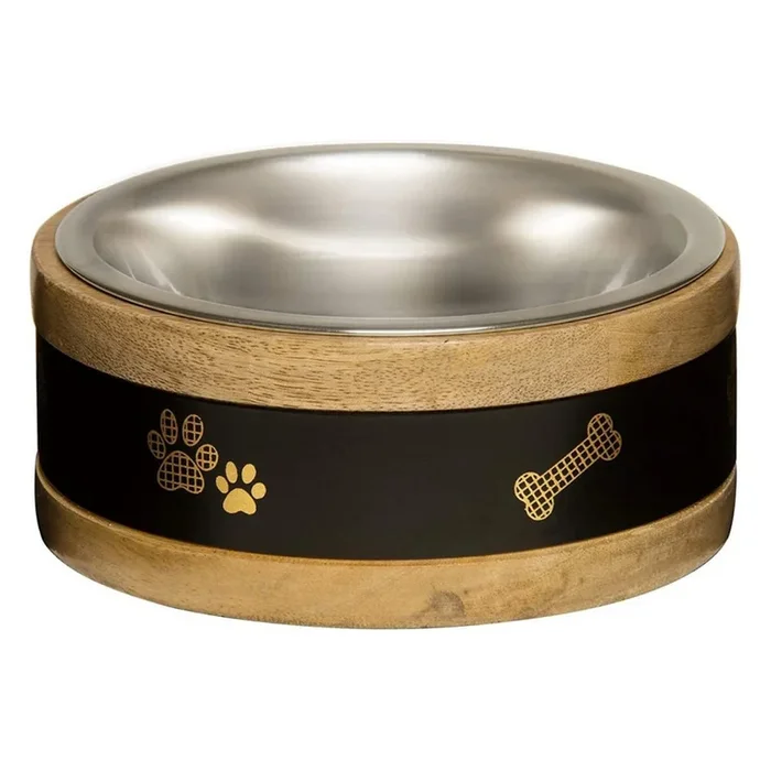 Loving Pets, Loving Pets Black Label Wooden Ring Dog Bowl & Holder, 1 Each /2 Quarts