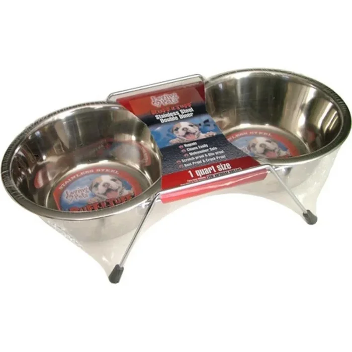 Loving Pets, Loving Pets Traditional No-Tip Stainless Steel Dog Bowl, Silver, 24 Ounces
