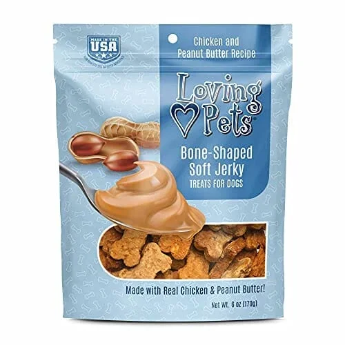 Loving Pets Soft Jerky Bones Soft and Chewy Dog Treats – Chicken and Peanut – 6 Oz