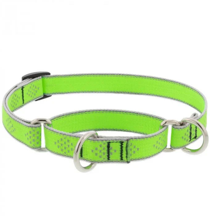 Lupine Dog Collar Martingale 3/4″ Wide X 10″-14″ Neck Size Green Diamond