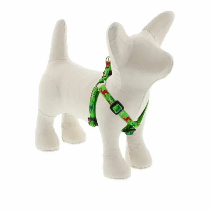 Lupine MicroBatch Step In Dog Harness 1/2″ Wide 10-13″ Girth Size Happy Holidays Green